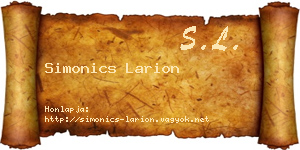 Simonics Larion névjegykártya